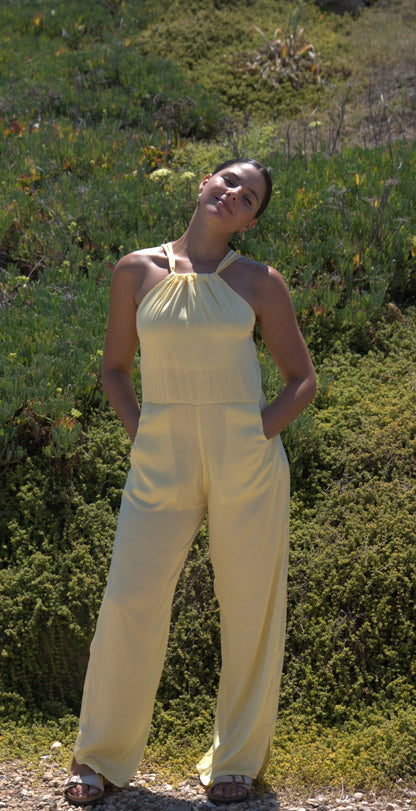 NORA JUMPSUIT YELLOW SILKY SATIN