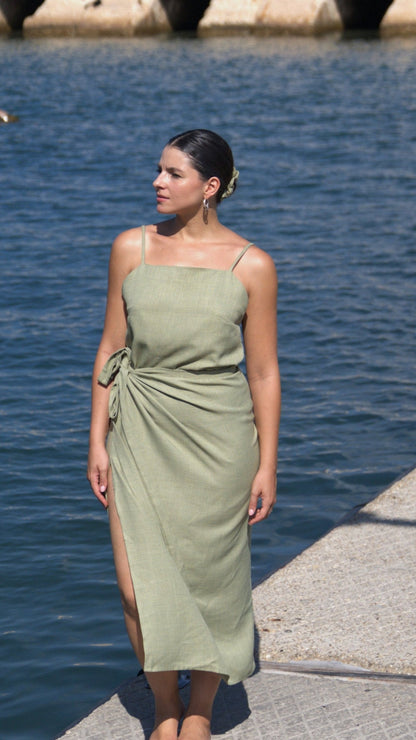 LOLA SKIRT GREEN LINEN