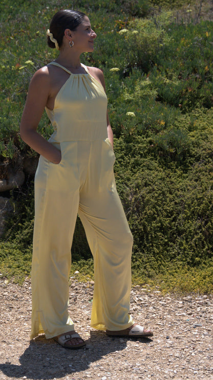 NORA JUMPSUIT YELLOW SILKY SATIN