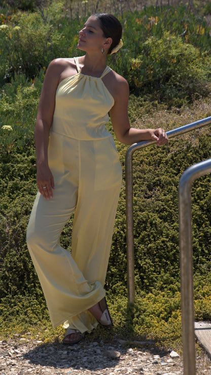 NORA JUMPSUIT YELLOW SILKY SATIN