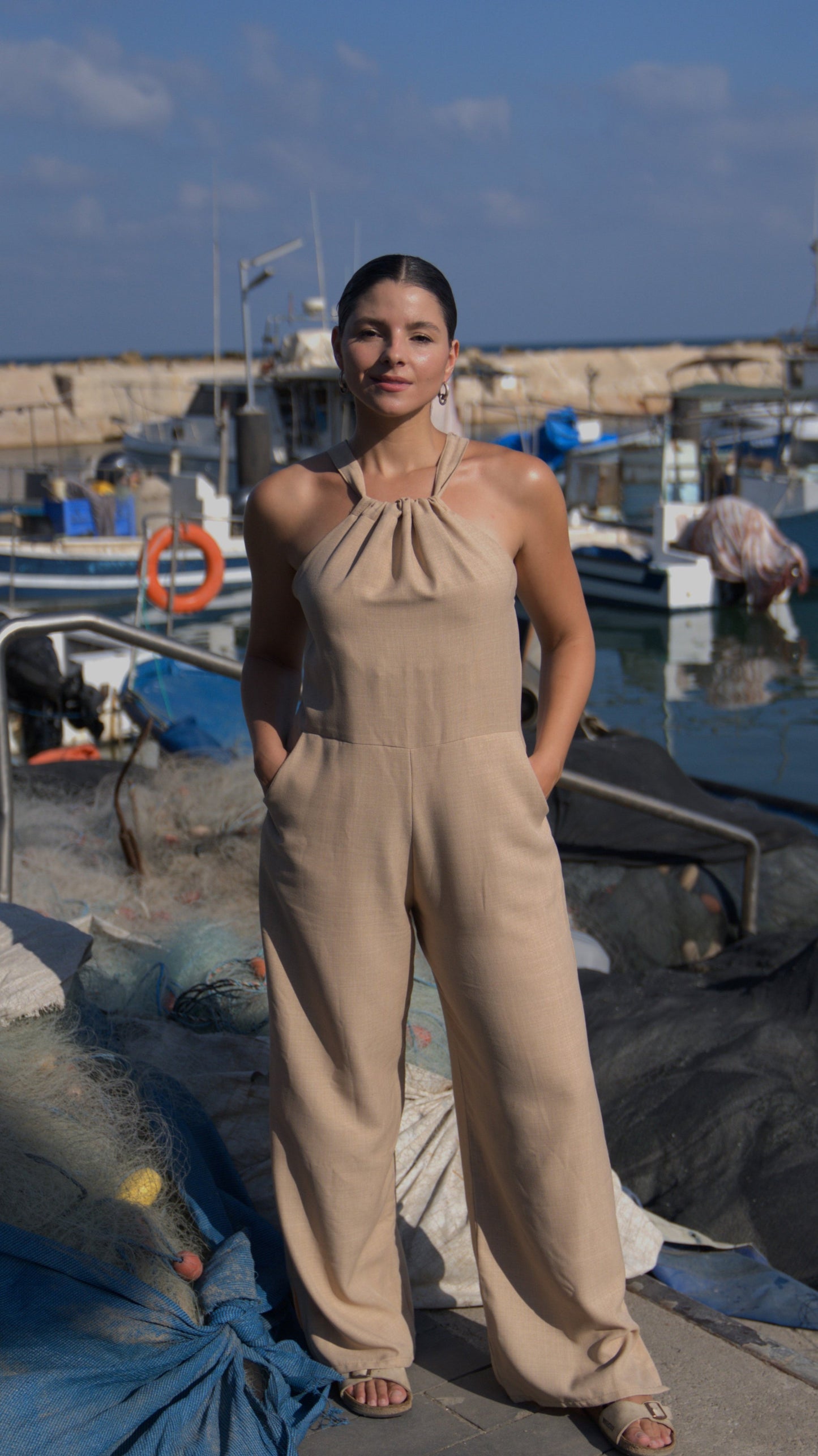 NORA JUMPSUIT BEIGE LINEN