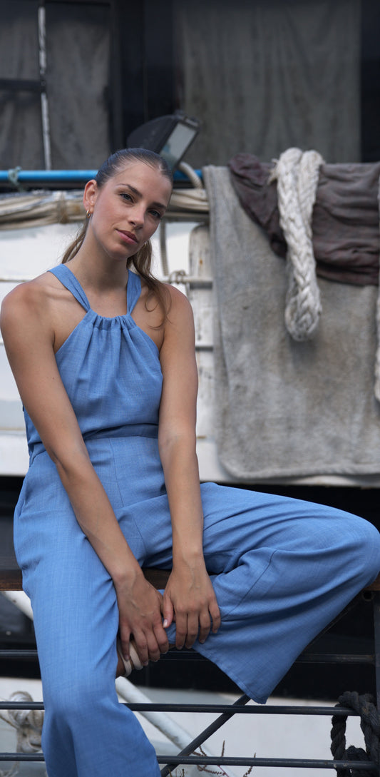 NORA JUMPSUIT BLUE LINEN